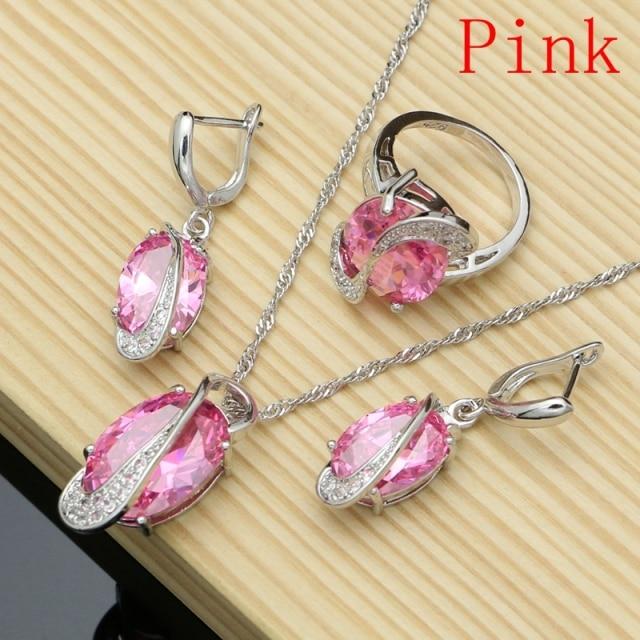 Ensemble de bijoux en argent 925 avec zircon cubique arc-en-ciel mystique naturel pour femmes boucles d'oreilles de mariage/pendentif/collier/bagues