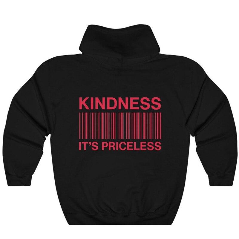 

Толстовка с капюшоном Kindness It s Priceless, повседневный женский джемпер с длинными рукавами, пуловеры с капюшоном Christian Be Kind XXXL чёрный