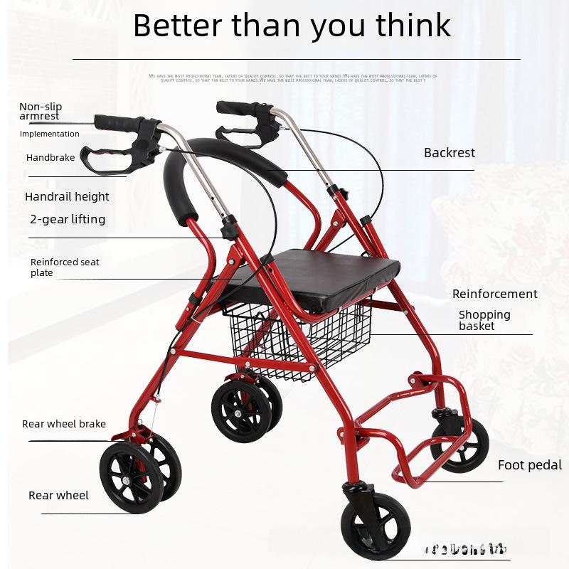 Rollator Walker with Seat & Basket for Elderly Mobility and Shopping