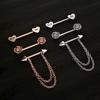 2pcs Butterfly Nipple Piercings Rings 16mm Length Bar Barbell Steel Crystal Nipple Shield Cover Heart Flower Tongue Body Jewelry