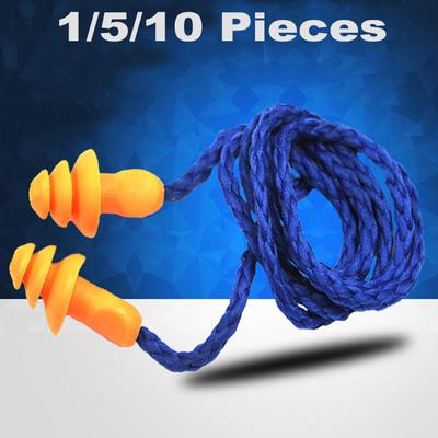 1/10Pairs Noise Cancelling Earplugs Silicone Corded Ear Plugs Ears Protector Reusable Snoring Noise Reduction Earplugs Earmuff