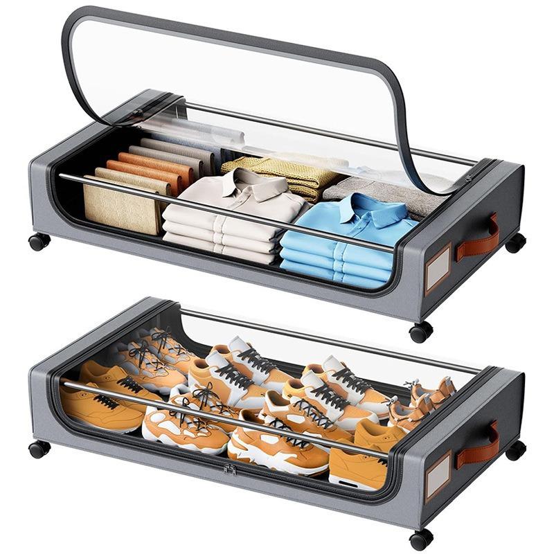 Oxford Cloth Under-Bed Storage Box with Wheels for Clothing and Sundries