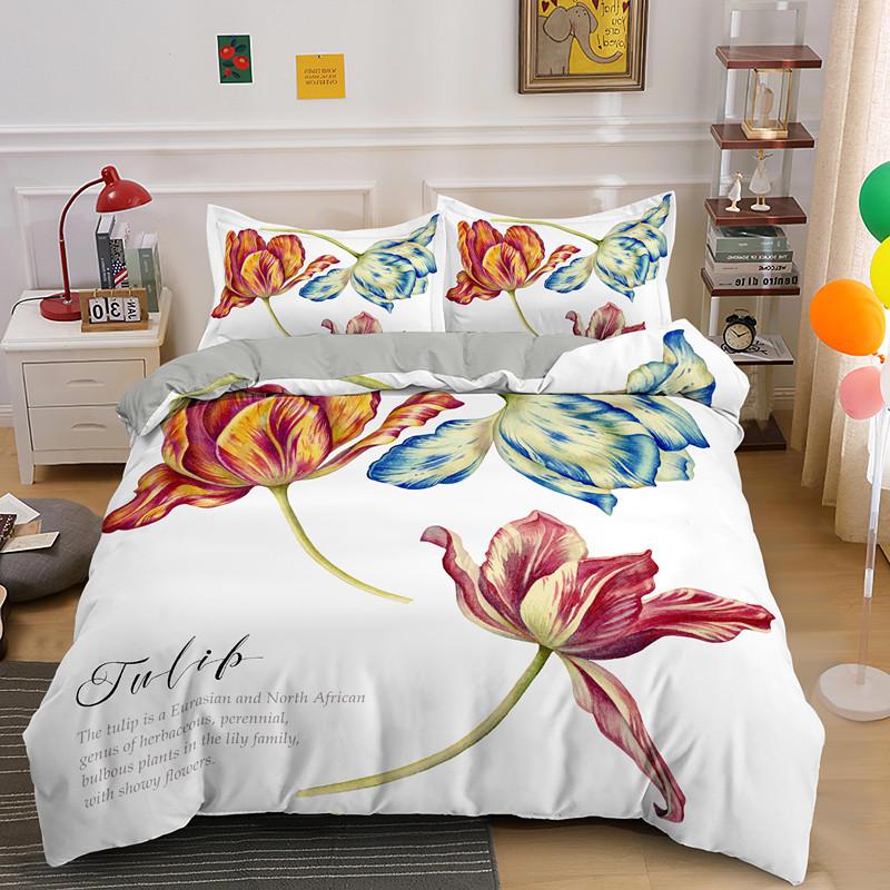 Beautiful Tulip Bedding Set Single Double Queen King Duvet Cover With Pillowcase Bed Sets Home Textile Drop Shipping