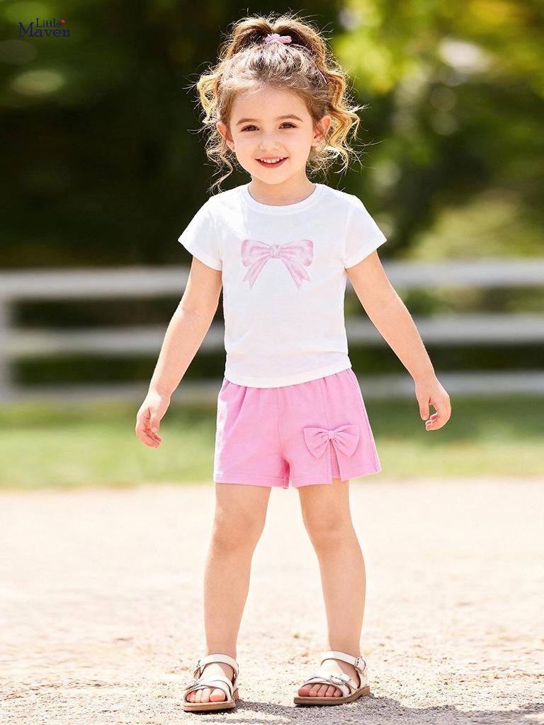 Little Maven Sommer-Set für Mädchen: Europäischer & Amerikanischer Stil mit Niedlicher Schleife