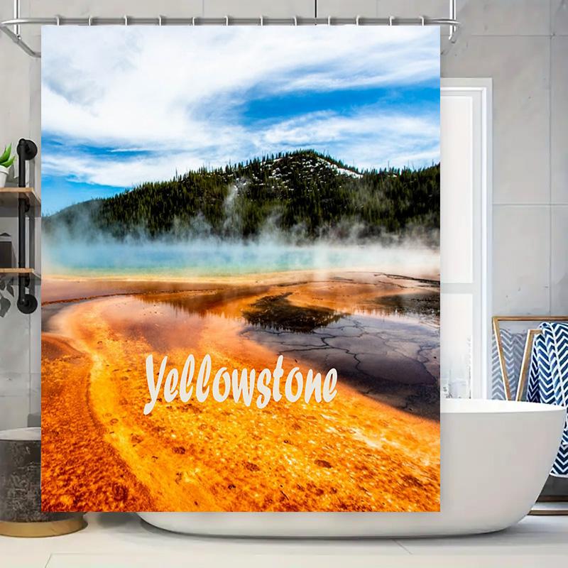 

Yellowstone National Park Shower Curtain Waterproof Bathroom Decor Size Printing Art Decoration W60H190(CM)-1 Pcs