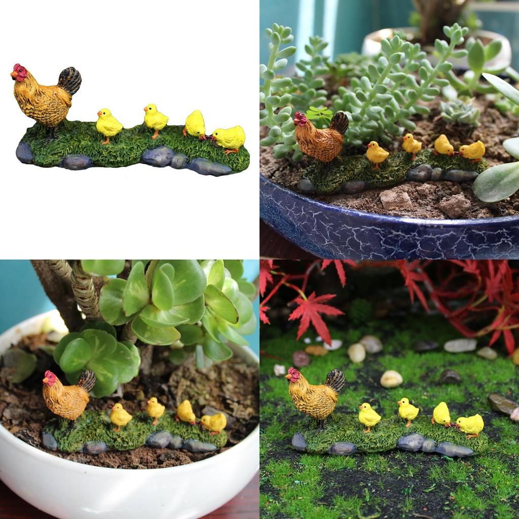 Mother Hen And Chick Miniatures Garden Resin Animal Decor For Gift Housewarming