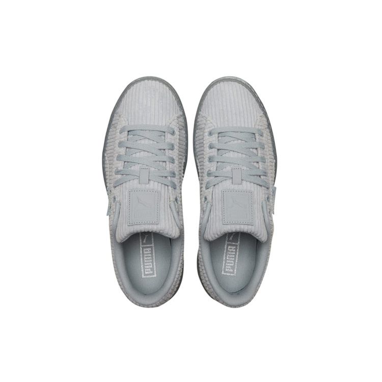 Puma Basket Platform Fabric Synthetic Leather Low Top Sneakers Women Sneakers Gray 384232-02