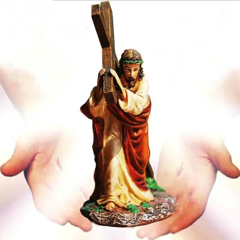 Kruzifix Statue Jesus Kreuz Harz Statue Christus Figur katholischen religiösen Zubehör Dekor
