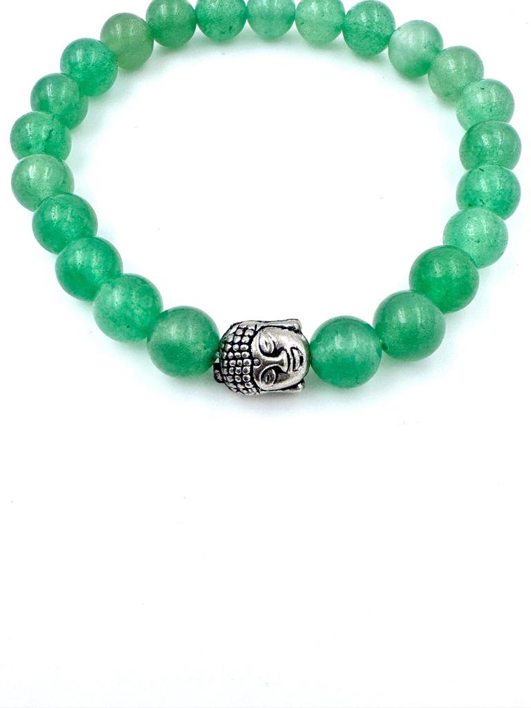 Green Aventurine Beaded Bracelet with Buddha Charm, Adjustable Fit, Spiritual Gemstone Perfect Gift for Both Men's and Women's "