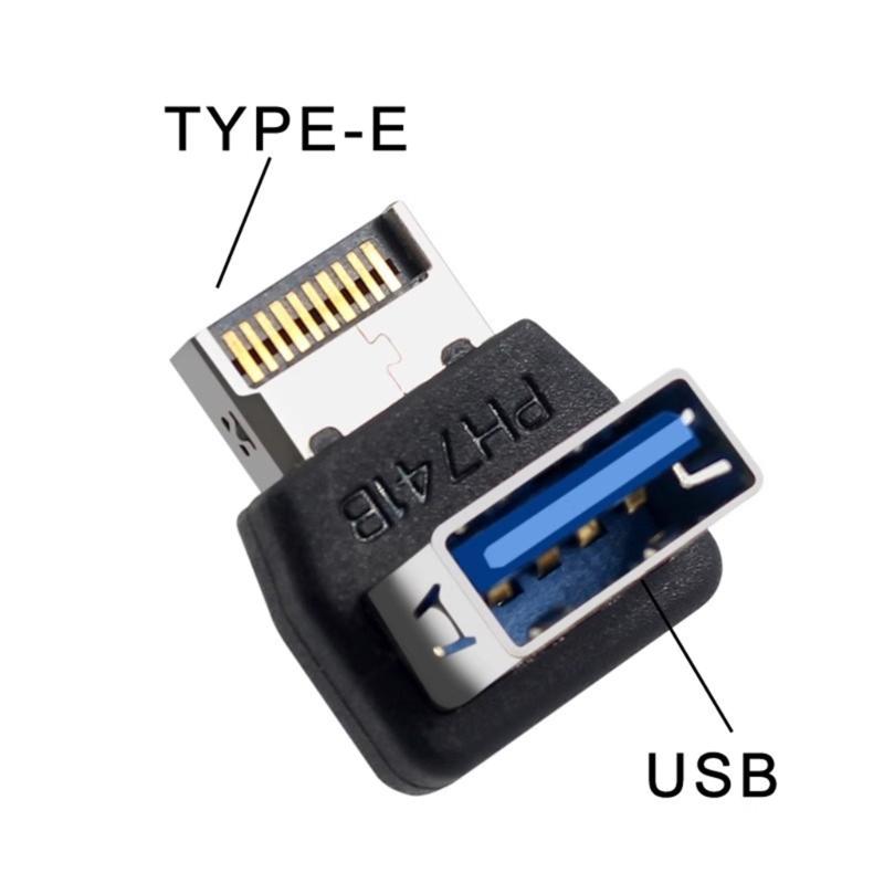 10Gbps USB Header Adapter Computer Motherboard USB3.1 To TYPE E Adapter Panel TYPE E 90 Degree Steering Connector