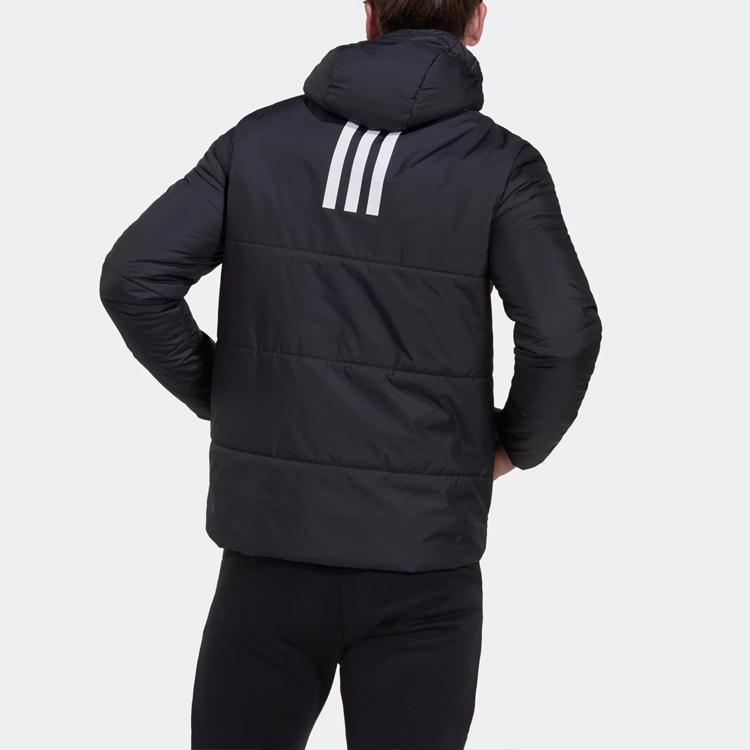 Adidas Logo Print Striped Pattern Stand Collar Long Sleeve Cotton Jacket Men Jacket Black HG6276
