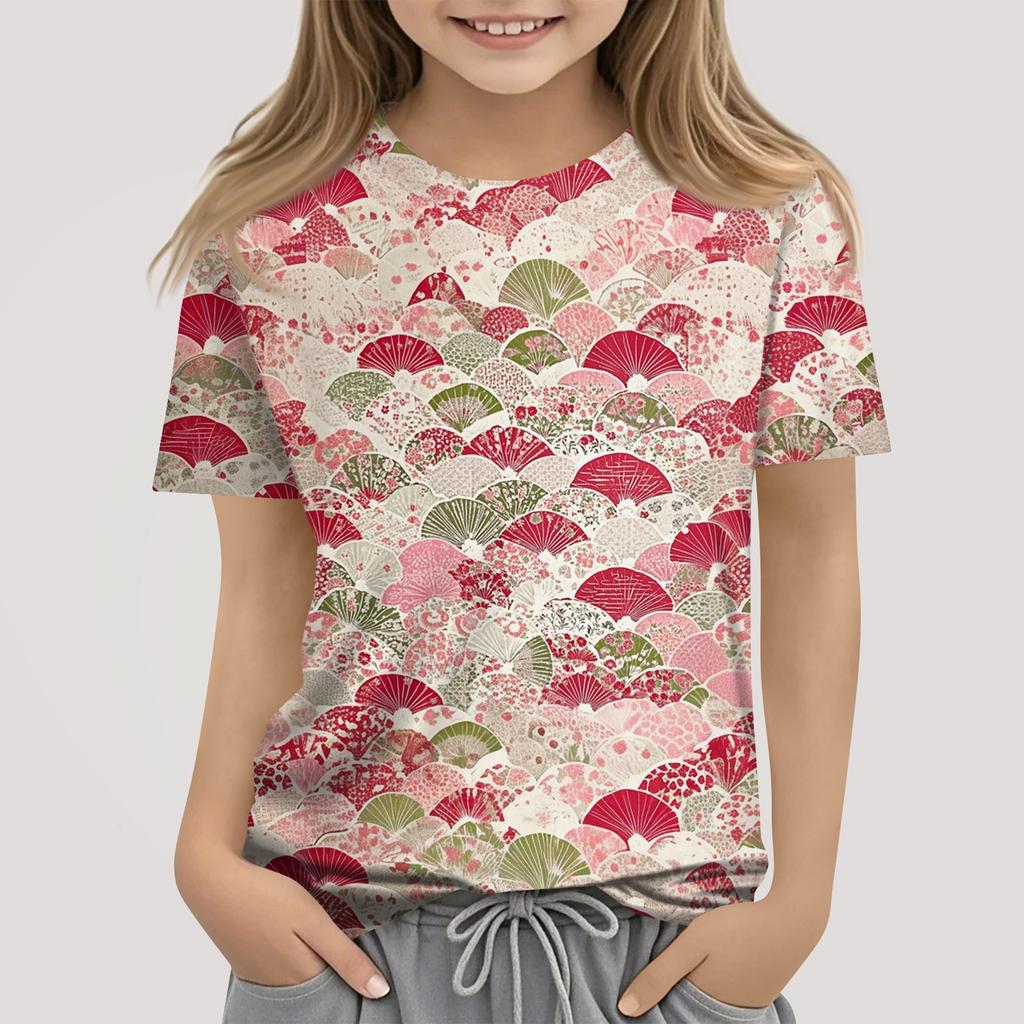 Kinder Mode Lässig Kurzarm Tier Floral Print Rundhals T-Shirt Top