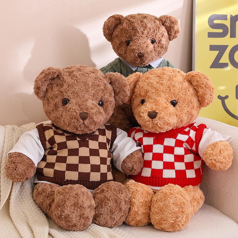 Lovely Giant 90cm Teddy Bear Plush Toys with Clothes Dress Couple Teddy Bear Doll for Lover Girls Elegant Birthday Present