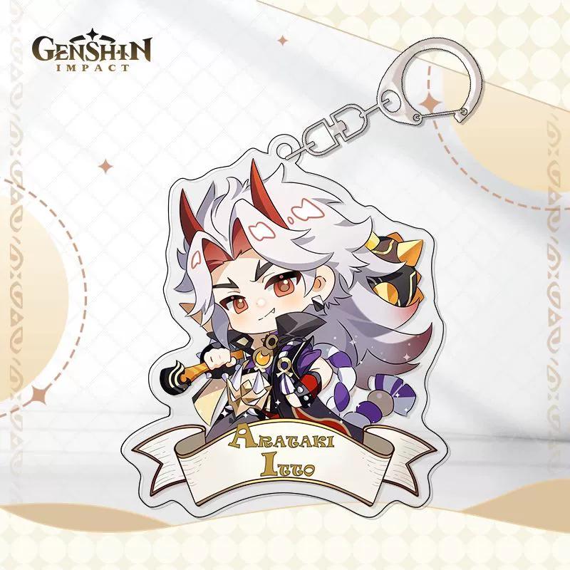 Genshin Impact Peripheral Keychains, Including The Splinter Soldier, Walnut, Manyo, Nashita, Raiden General, And Jade Rain Backpack Charms.