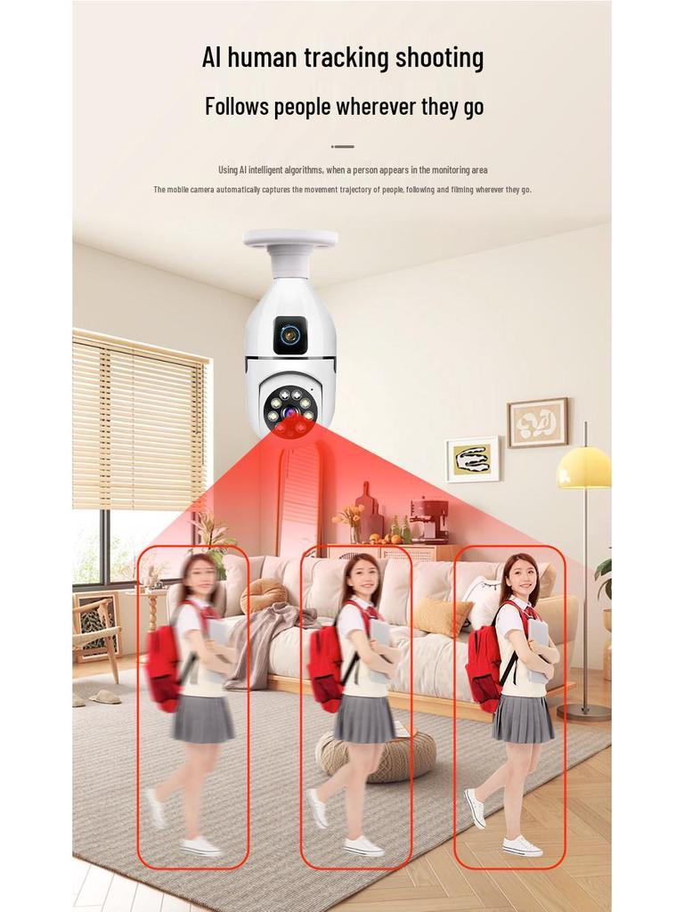 WiFi HD Nachtsicht E27 Glühbirnenkamera - Innen-CCTV-Überwachung Binokulares Lichtkopf