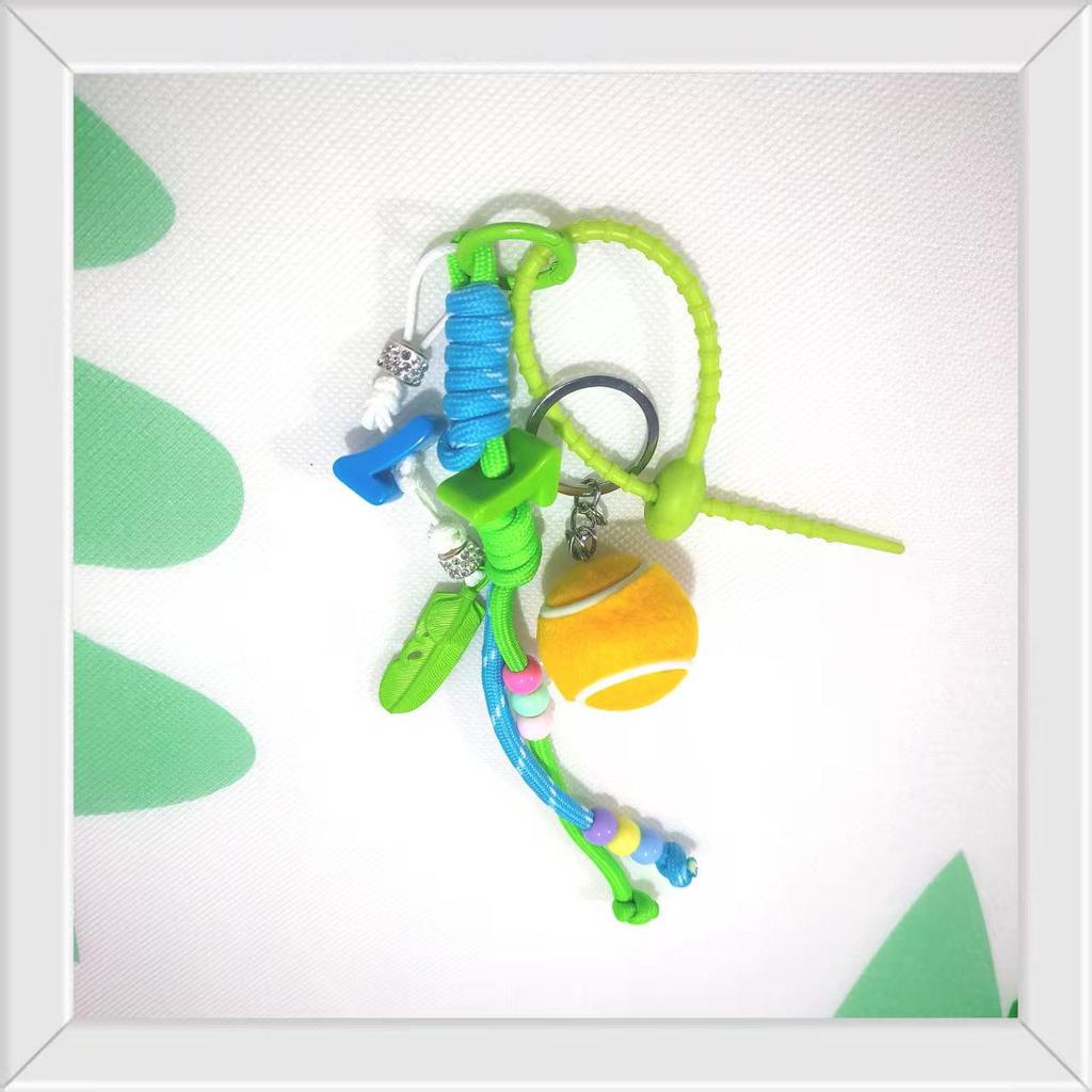 2026miu Series CR7 Style Baseball Keychain: Handmade Woven Lanyard Bag Pendant.