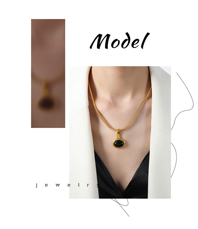 18k Gold Titanium Steel Pendant Necklace - Versatile Non-Fading Jewelry for Women