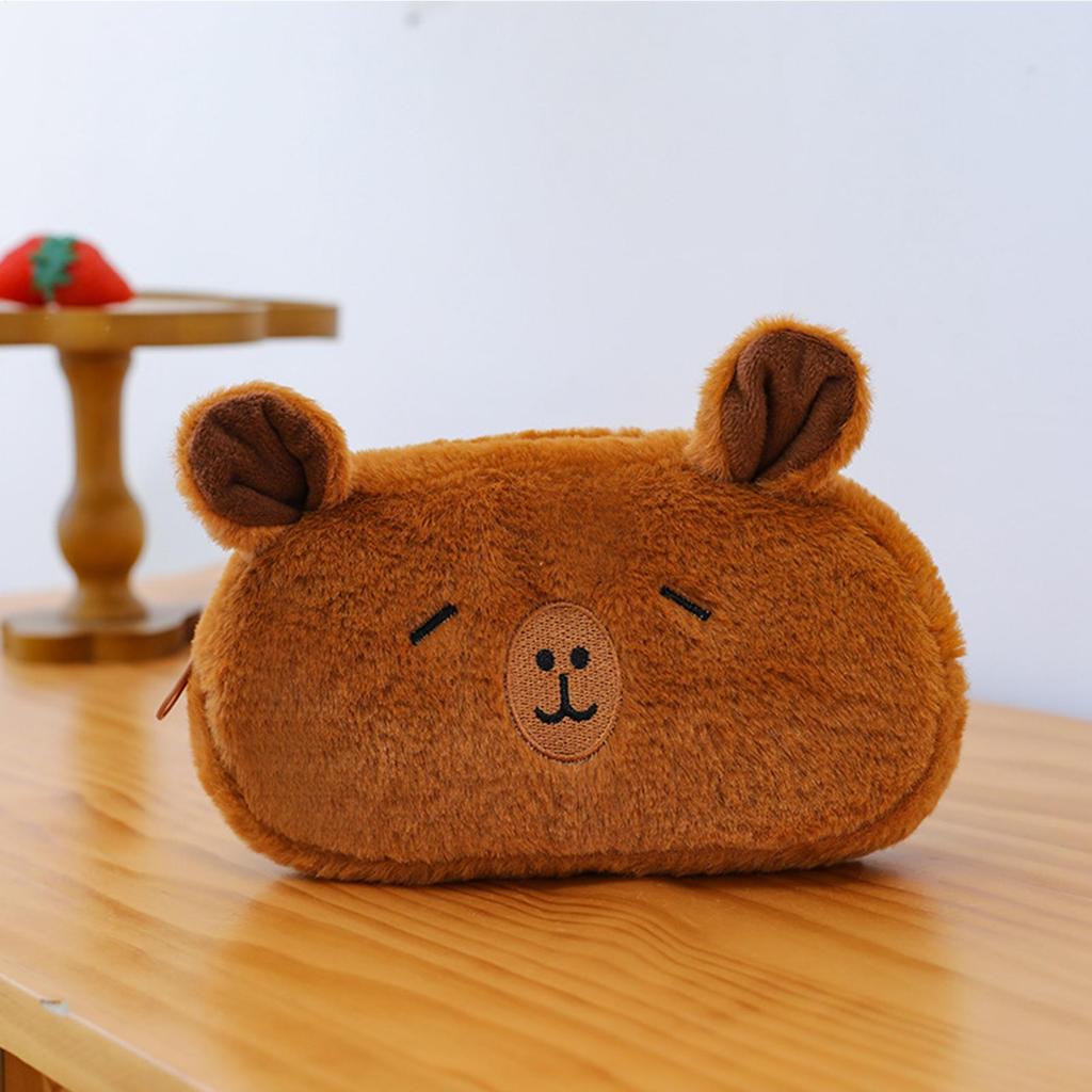 Bleistiftmäppchen Capybara Stiftbox mit Reißverschluss Plüsch-Bleistiftbox für Kinder Studenten Schulsachen Schreibwarenaufbewahrung College