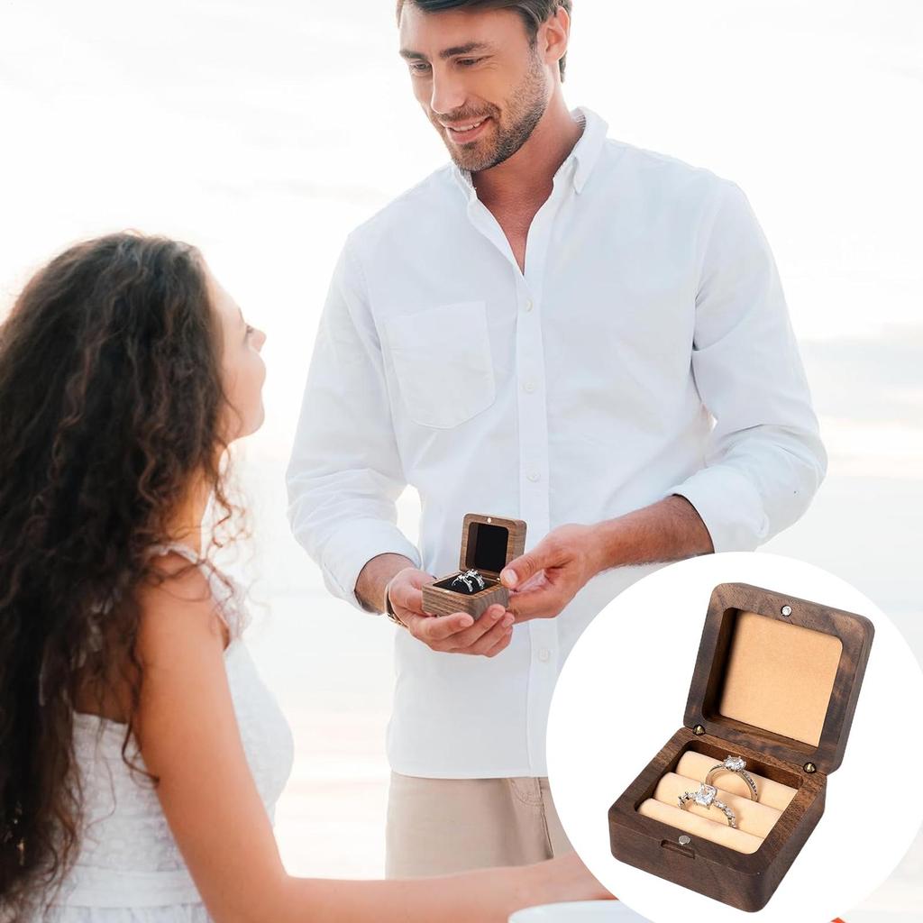 Holz Ringbox Finger Schmuckhalter Etui Doppel Schlitze Holz Hochzeitsringbox Für Verlobung Antrag Frauen Zeremonie Reise