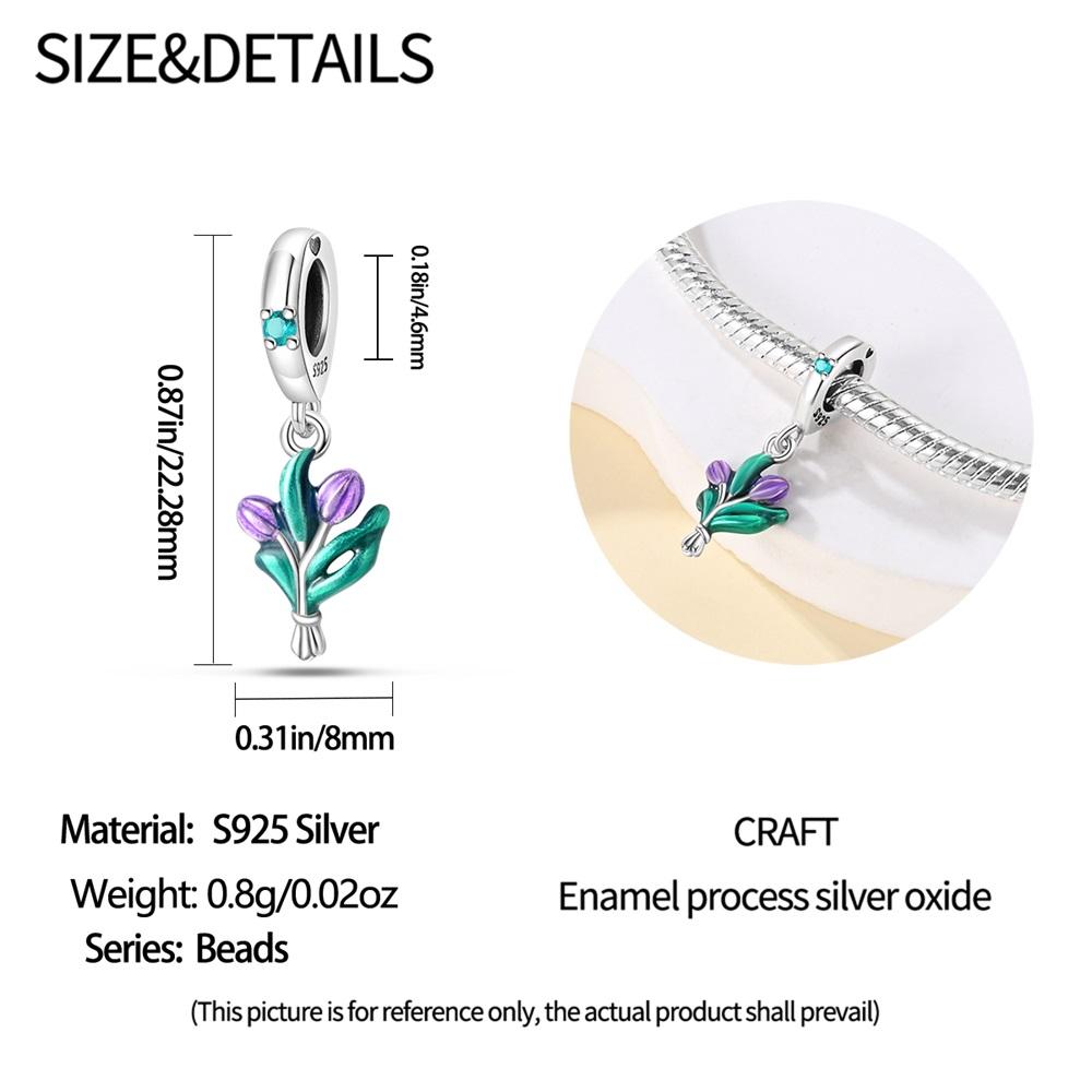 Original Copper Charms Luxury Green Tulip Pendant Beads Fit Bracelet Diy Women Making Delicate Gift Jewelry