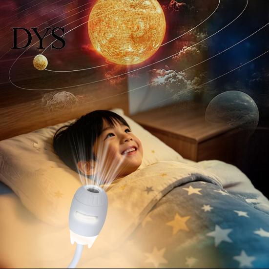 Space Theme Room Decor Starry Sky Night Light Projector, 2-in-1 Mini LED Ceiling Wall Projection Camping Atmosphere Projector Lamp with 360