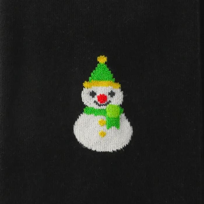 Snowman Black. Soft Organic Non-compression Illustrated Socks
