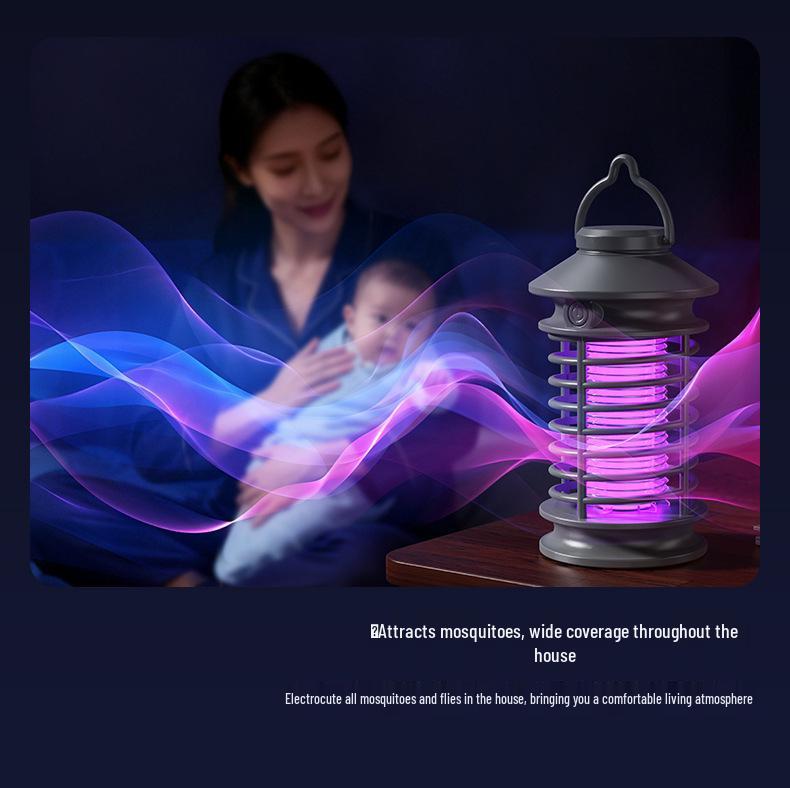 USB Rechargeable Mosquito Killer Lamp: Wall-Mounted or Portable, Indoor & Outdoor Use, Purple Light Repellent.