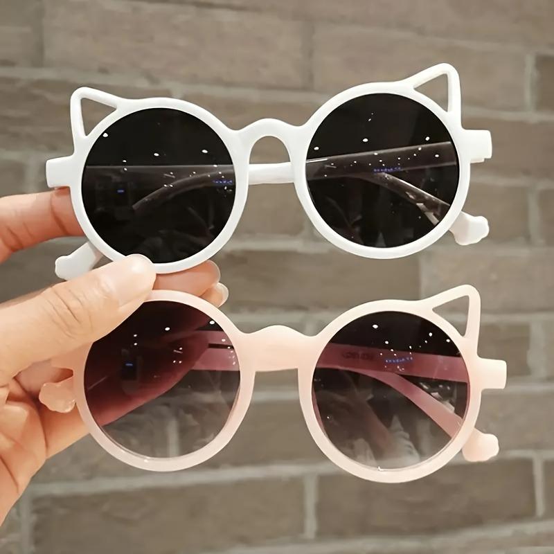 2pcs Colorful Durable  Cute Cat Ear Glasses  Playful Cartoon Design Festive Accessory
