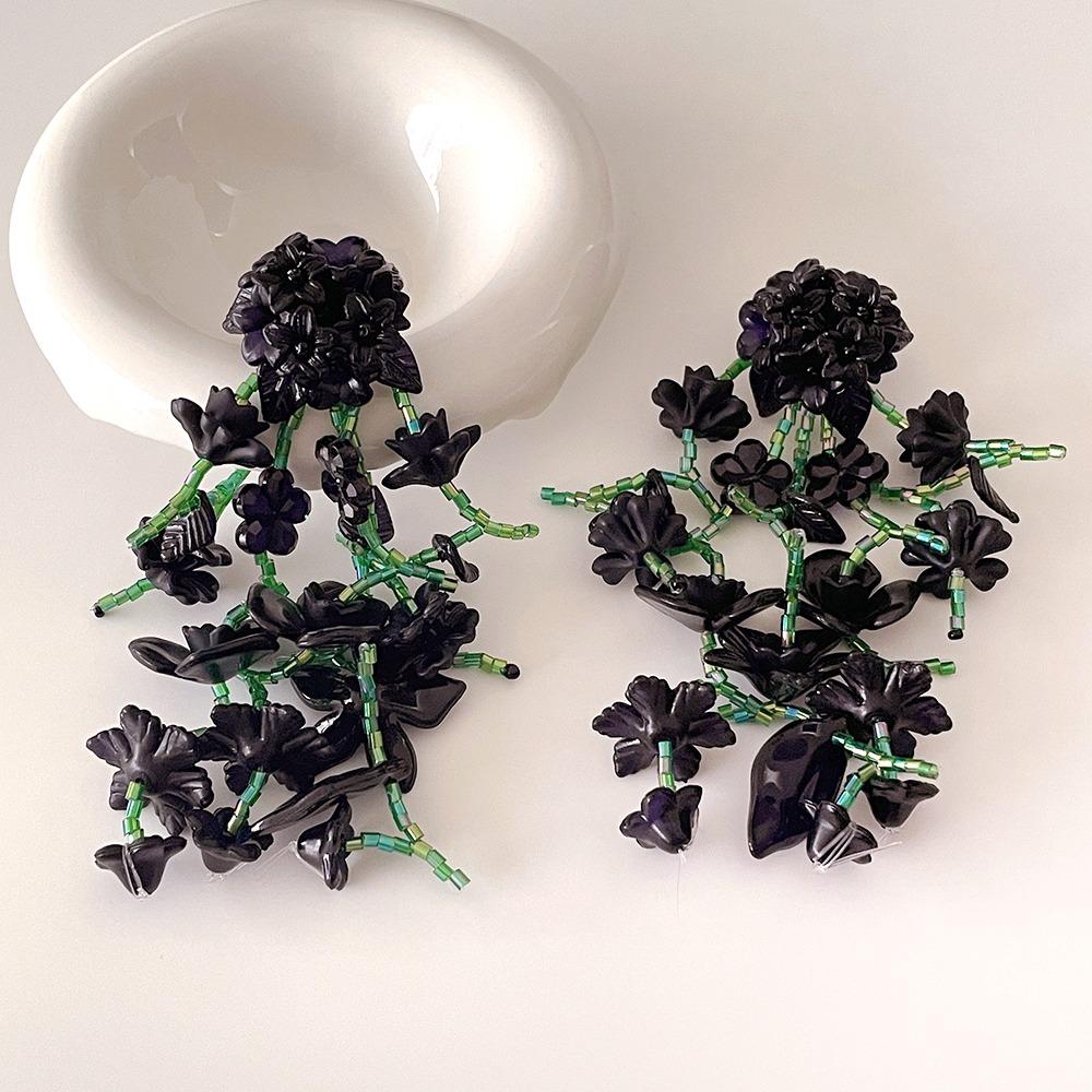 Rural Style Beaded Tassel Earrings Handmade Colorful Floral Earrings  Birthday Gift