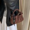 Solid Color PU Leather Handbag Adjustable Strap Crossbody Bag Elegant Suede Shoulder Bag  For Women