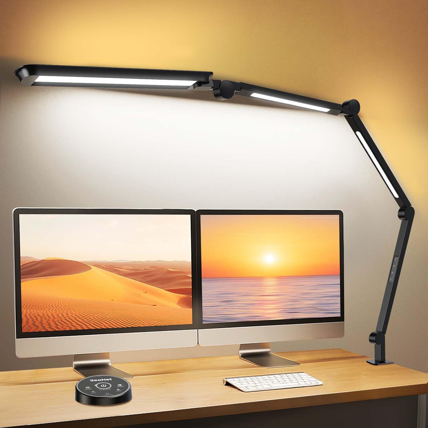 

BeaNet Настольная лампа LED Пульт дистанционного управления 4 источника света JIS AA Экологичная Вспомогательная Независимая 4 уровня яркости Цвет Зажим Настольная лампа Стойка Регулировка света