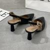 High-heeled sandals women's large size 42 color matching straps pointed single shoes women's thin heels women's cool single shoes