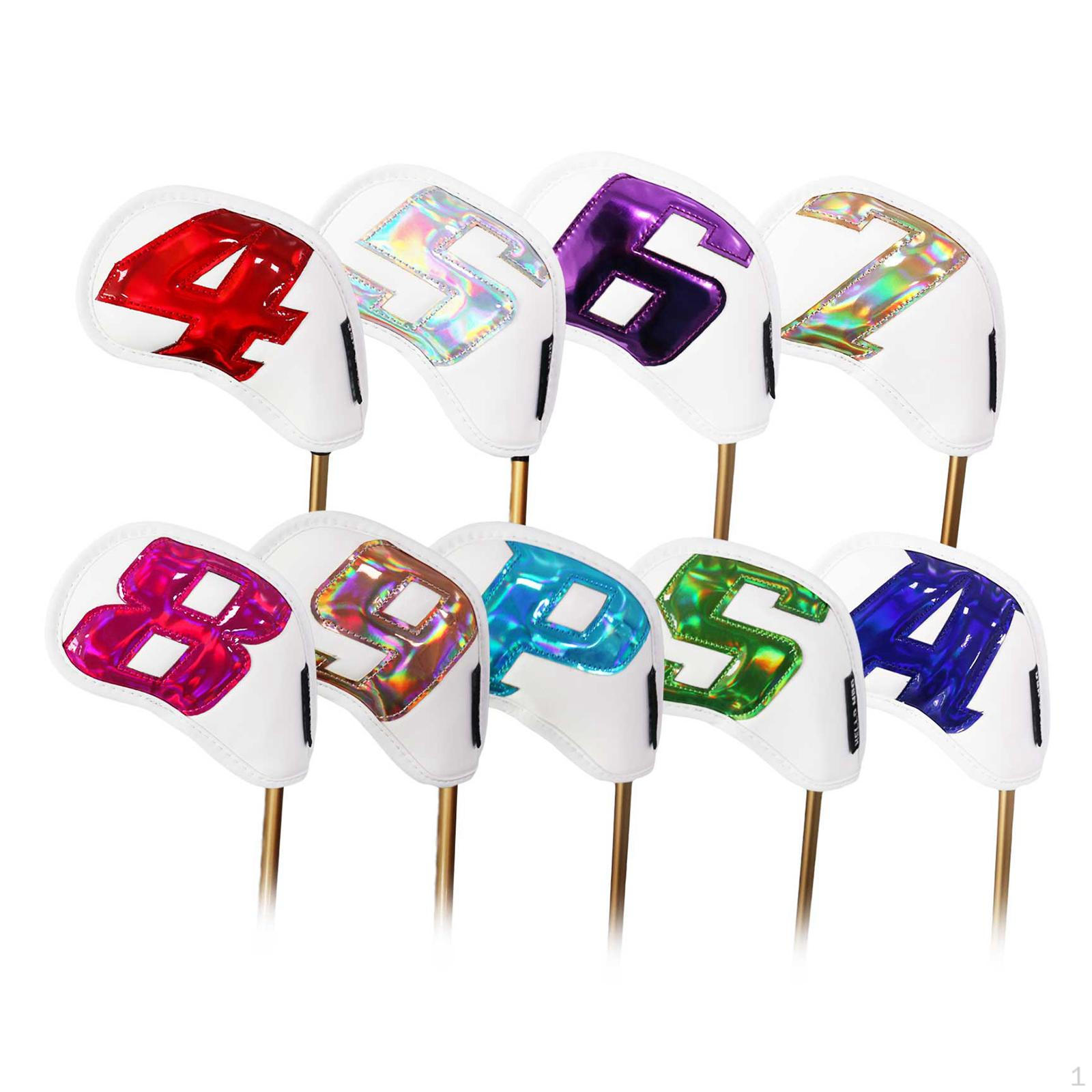 9 Pieces Golf Cover with Giant Numbers Recognition Club Headwear Scratch-proof Wedges for Trans