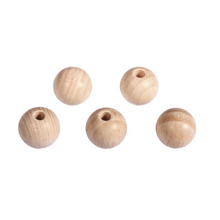 Boules en bois ø 18 mm - demi-percées - 10 pièces - Rayher Beige