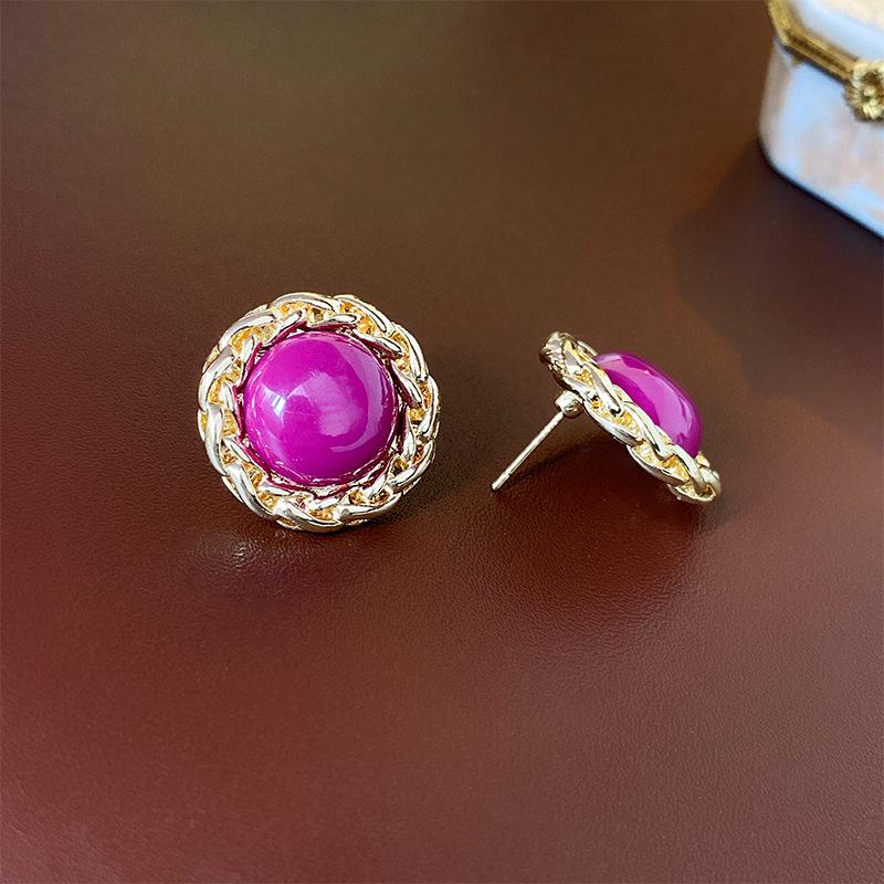 Silver Needle Vintage Geometric Court Style Light Luxury Retro Stud Earrings for Women
