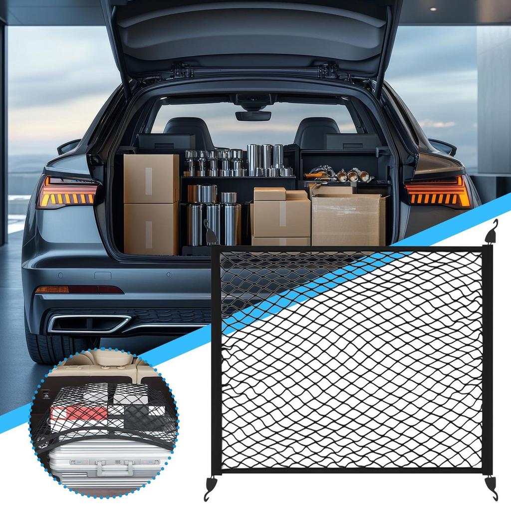 Trunk Net Vehicle Luggage Mesh Elastic Anti-Slip Car Trunk Luggage Net Luggage storage tools for Sedan SUV RV Trailer Outdoors