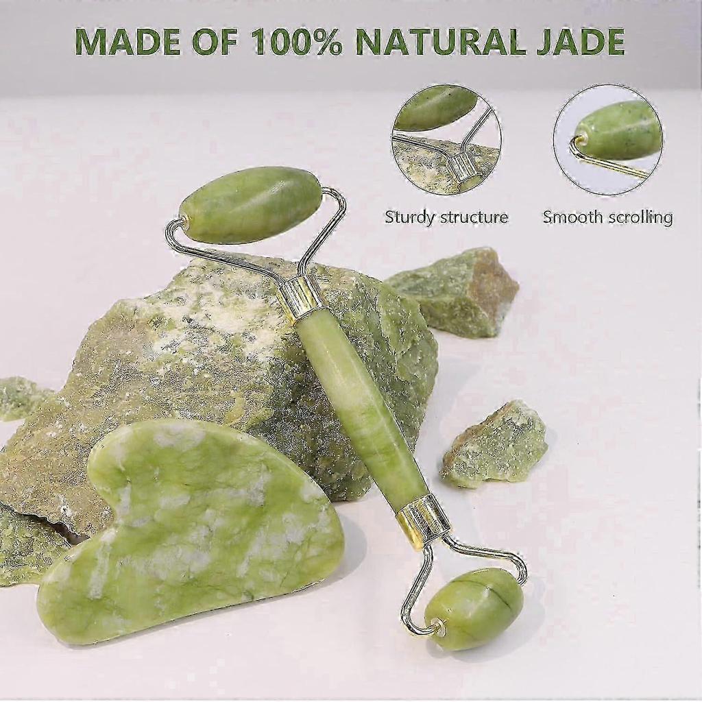 Gua Sha and Jade Roller Set for Daily Skin Care, Gua Sha Tools for Face, Neck and Body Muscles