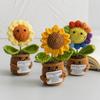 Emotional Support Crochet Sunflower Cute Knitted Flowers Potted Table Decor Graduation Gift Knitting Flower Pot Desk Accessories