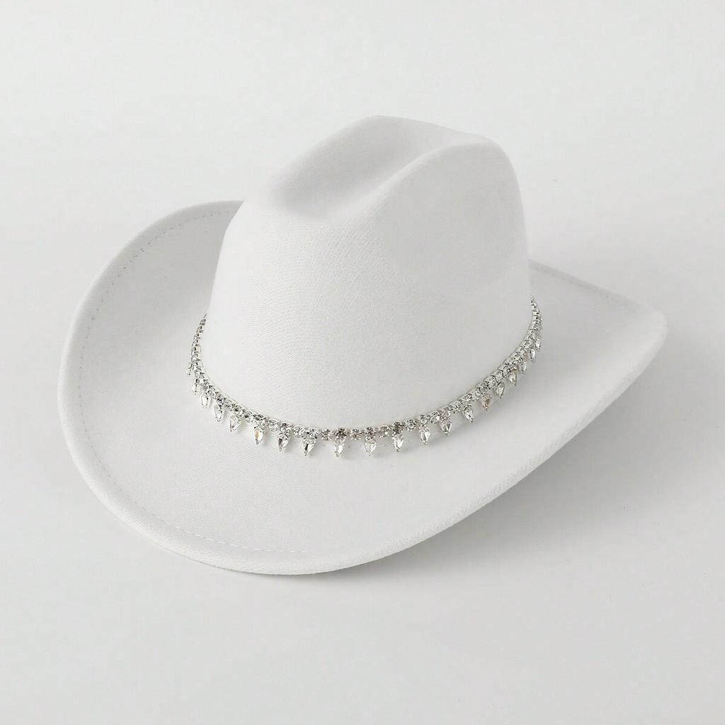 Bridal Zircon Western Cowboy Hat Crystal Atmospheric Fashion Bridal Jazz Hat Party Felt Hat