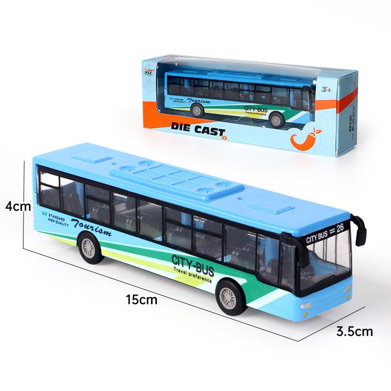 Simulation Bus Alloy Car Model Light Music Pull Back Double Section Bus Children's Sound and Light Toy Car