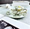 BRVintage Floral Ceramic Coffee Mug Handmade Gold Plated CeramicCoffee Cup Home  Breakfast Drinkware Tea Milk Cup Girlfriend GiftEY
