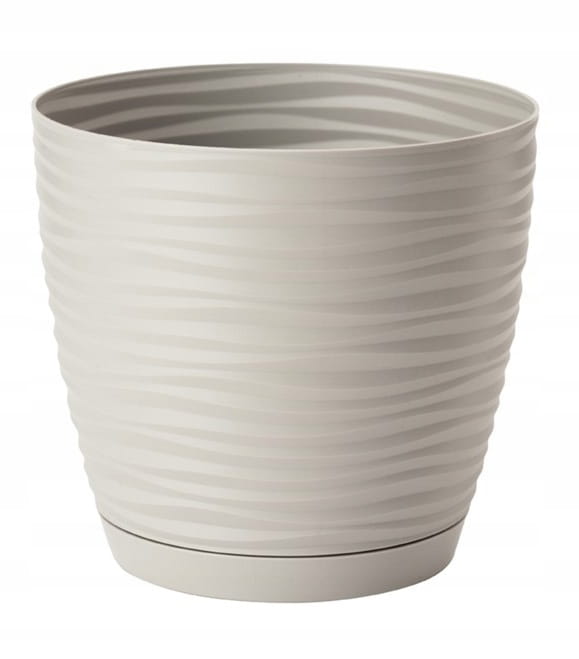 Light gray plastic flowerpot with saucer 167x154 cm Sahara
