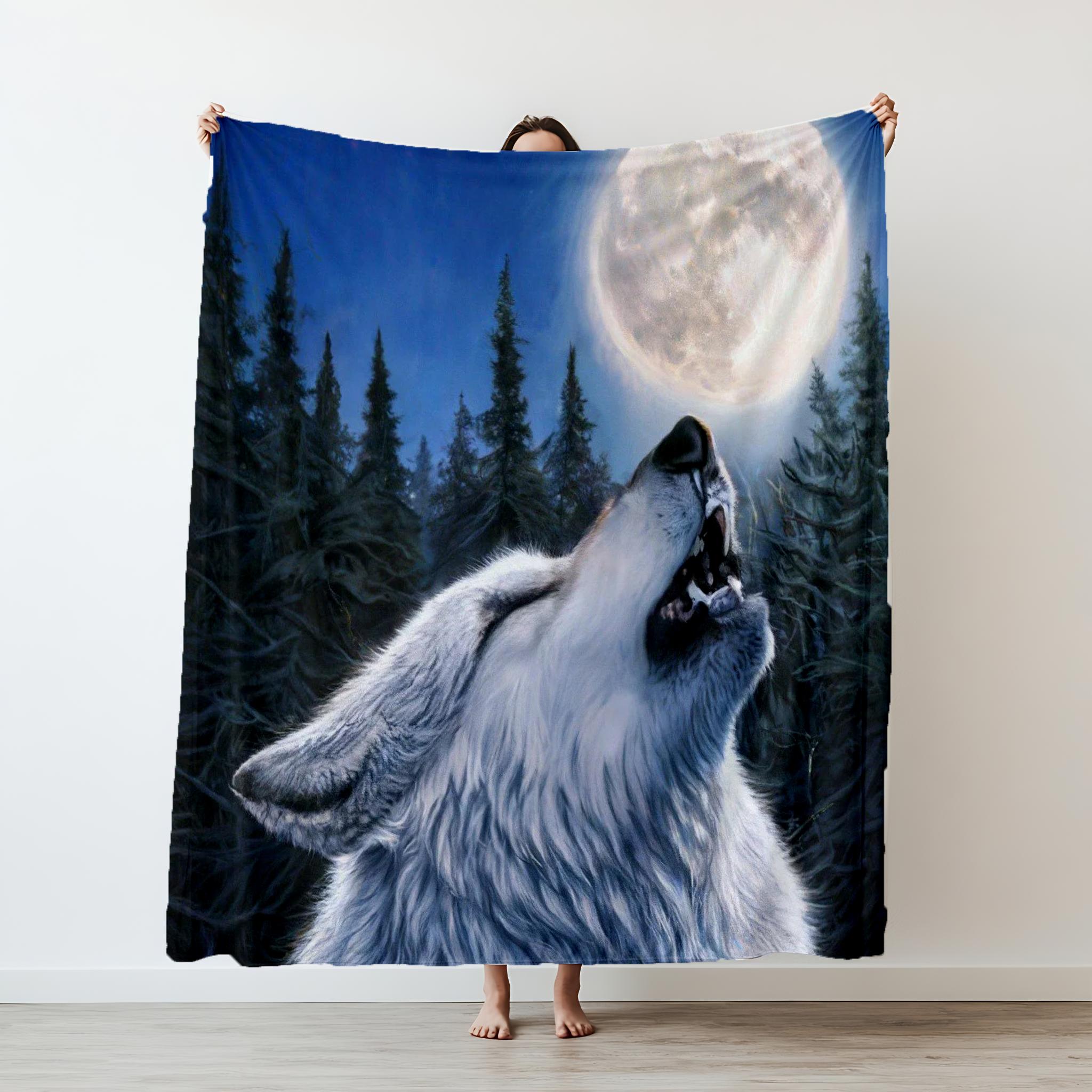 

130150cm Wolf Flannel Thin Blanket Plush Nap Sofa rug for Living Room Office Bedroom Birthday Home Travel couple Gifts 75x100cm (30x40inch)