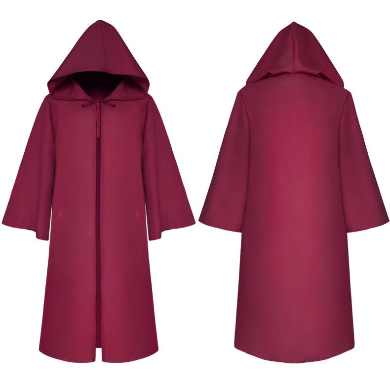 Medieval Wizard Hooded Cloak: Five Colors, Long Sleeve Cape, Halloween Grim Reaper Costume