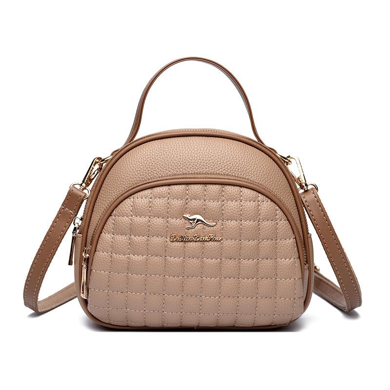 

Versatile small round bag 2025 new bag women s messenger bag diamond women s soft leather shoulder bag large capacity women s bag хаки