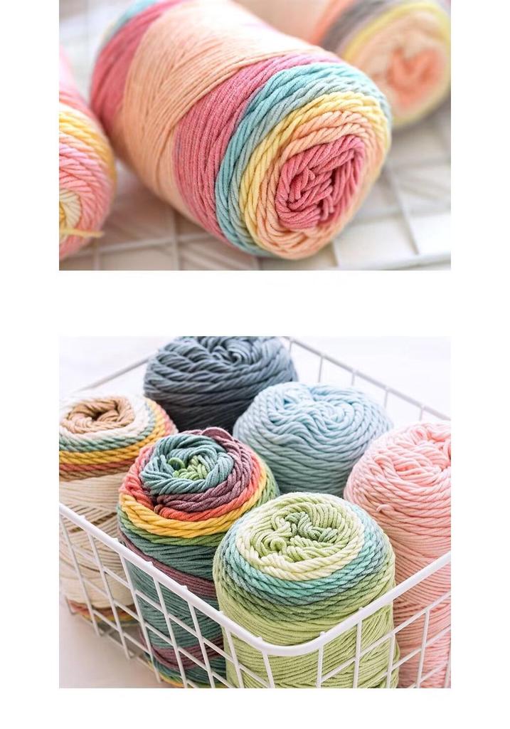 Filato di Cotone Pettinato Gradiente Arcobaleno a 5 Fili Ruyi Bird per Maglioni e Cappelli all'Uncinetto