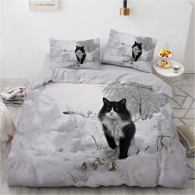 3D Bettwäsche Set Katze Bettbezug Steppdecke Bezug Set Deckenbezug Kissenbezug King Queen Größe Haustier Katze Design Für Kinder Mädchen Weihnachtsgeschenk