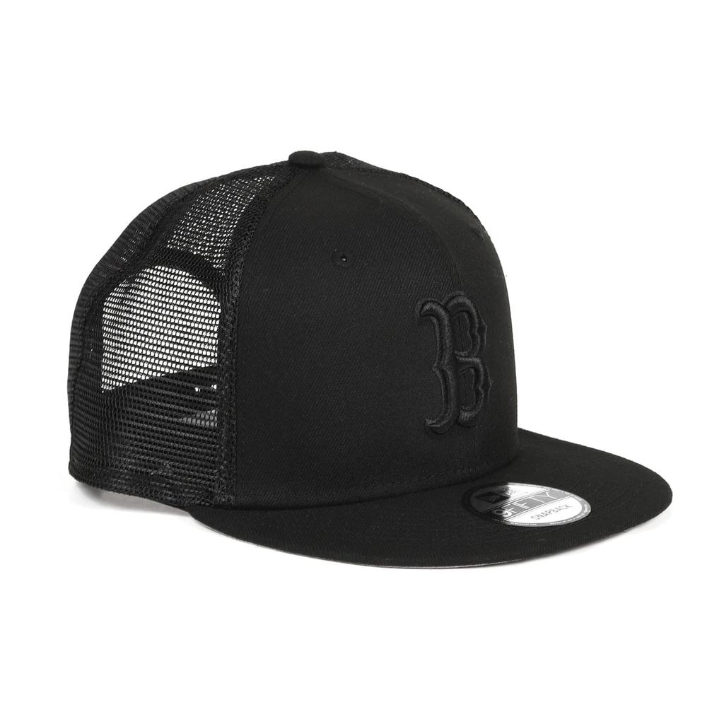New Era MLB 9FIFTY Black on Black Boston Red Sox Mesh Snapback Free Size Cap,