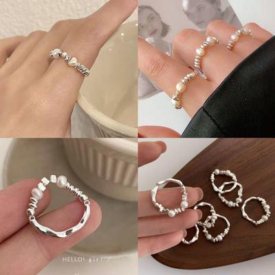 2024 Luxury Silver Pearl Ring for Women: High-End Irregular Design for Index Finger
