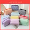 Polyester Striped Travel Toiletry Bag With Breathable Design For Men And Women